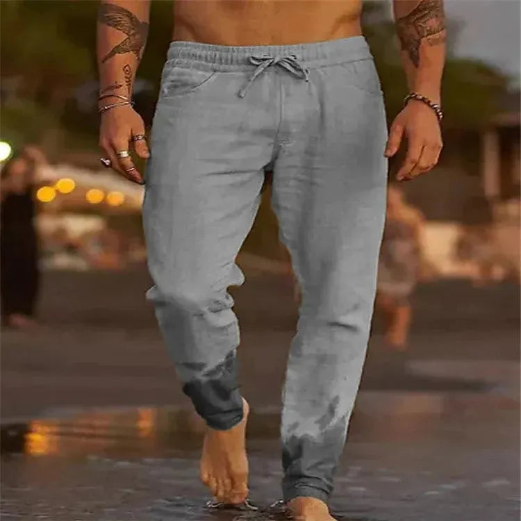 Men's Solid Color Cotton Linen Loose Beach Casual Pants - Bellarte Enchanté Men's Solid Color Cotton Linen Loose Beach Casual Pants